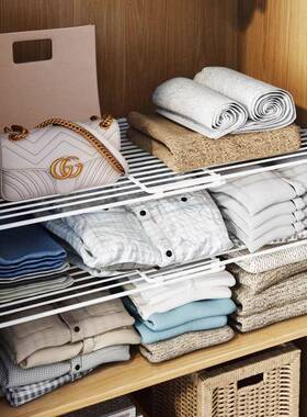 衣内收纳隔VRK板柜分隔层架衣橱柜子隔层隔缩断分板伸免钉置物架