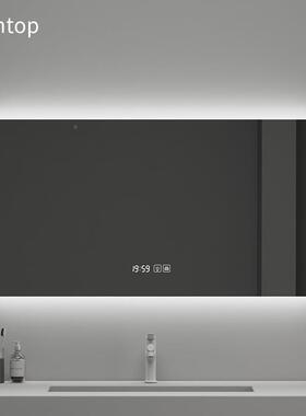 智能浴生室镜方形镜子灯除雾时间XIK触摸发光e厕所卫间挂墙ld镜