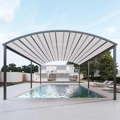 户智能电动伞闲遮阳铝合金雨棚花CDR园别凉墅庭院休亭外阳光房