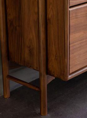 日式DTR黑胡桃木餐边柜组合柜茶玻璃合柜组代现简约中式复古水酒