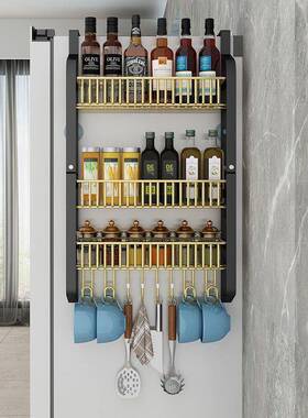 冰箱挂侧壁架纳厨房置物架挂件免打孔调架味调料架多层架子QAO挂