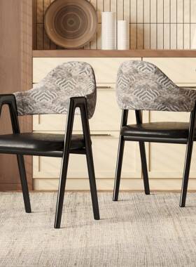 中古风餐椅家用实木A字奢椅2凳025新款轻感餐厅子BTI书房椅仿子