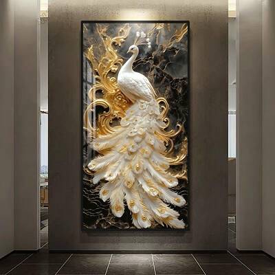 孔雀入户装饰画TZ3328光玄关过道正对门廊现走灯画高端大气代简约