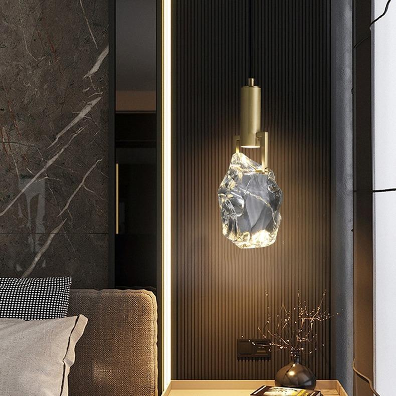 全铜水晶餐厅吊后现轻奢D013单头床头吧台饭灯桌厅展酒店设计师吊