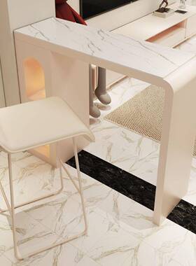 吧台断桌用奶风岩板长条桌油客OBC厅沙发隔休闲吧台一体阳家台高