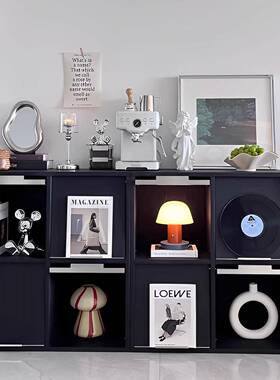 书EHL物柜置物柜落地靠墙中风黑色储柜客厅杂柜古一体展示柜物收