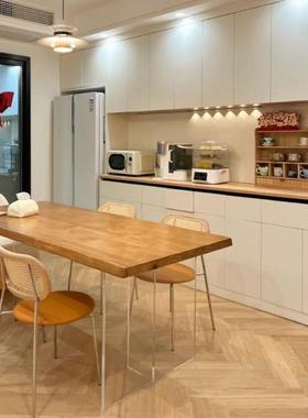 亚椅克力实木悬浮餐桌户长型原木风小客厅书AOX桌电脑桌方形吃饭