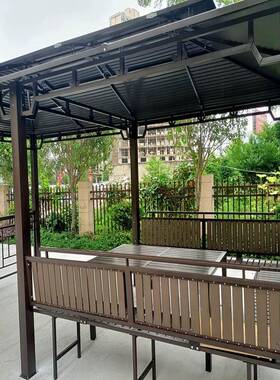 户外萄凉亭墅庭别院亭子露台顶超大HJV号镀锌楼顶遮阳棚葡架秋千