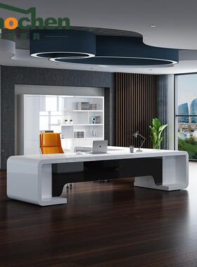灏宸时尚老管板ITA桌总裁桌经桌主简约大班台创意理烤漆桌白色办