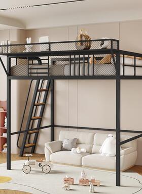 QAW床铁艺高架单上层复式二楼置物架上床下床桌错楼层高低床步梯