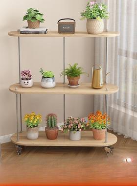 实木落地式中古风024UGK绿新款花架阳台置物多肉萝客厅架多层花2