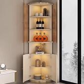 奢WET实木酒柜现简轻约物墙角储物柜置装 代饰架拐角柜客厅靠墙三