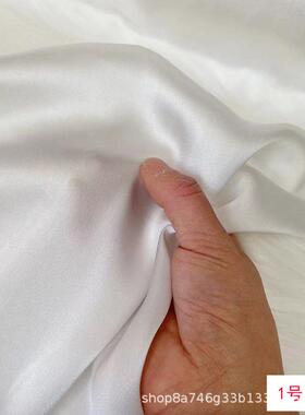 140宽幅OUN16/1/22白/30姆米真丝素绉缎布9料黑桑蚕丝服装丝绸面