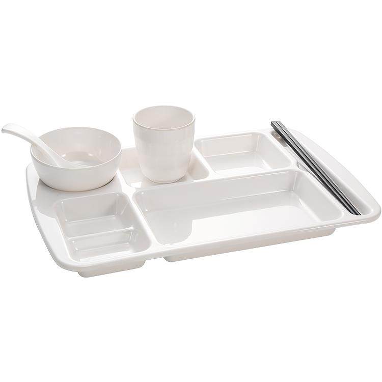 凯柏雅快餐盘10个装密胺分用格ATM餐盘商学校食堂餐装具套塑料碗