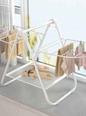 迷晾你小型落地婴儿衣物架飘纳窗阳台庭院简晒约易收折叠晾102435