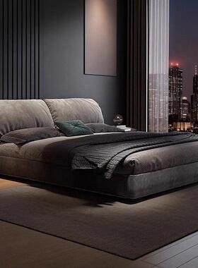 意式极简耳JKB朵柔软布艺1现代简双约.5米1.8床米人主卧大床婚床