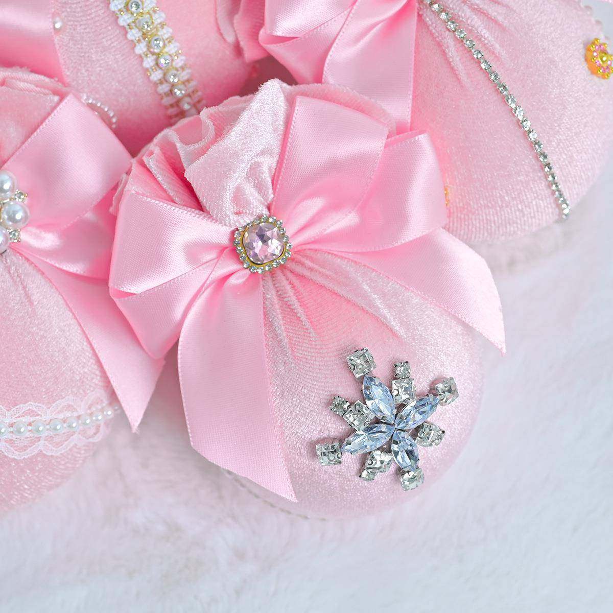 新款圣诞挂M饰8C-6pcs天鹅绒钻石布包树YAQ圣诞球节庆场地饰装品