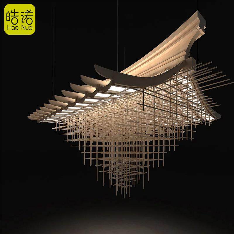 新中式非标铁艺房子创意术铁艺艺吊灯店别墅宴会酒厅房子灯售盘楼