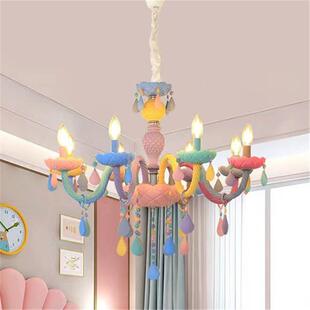 烛儿童房吊灯儿灯灯卧室男孩马274蜡灯田园彩色幼儿园龙公幼主女