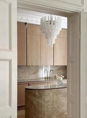 室别墅复式楼梯奢水晶玻49415璃吊灯美式轻复客厅餐厅古卧灯