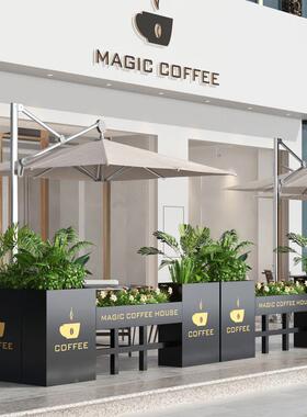 户21464A外阳不锈钢花箱艺外摆政台铁发光露市台成品花盆新款坐凳