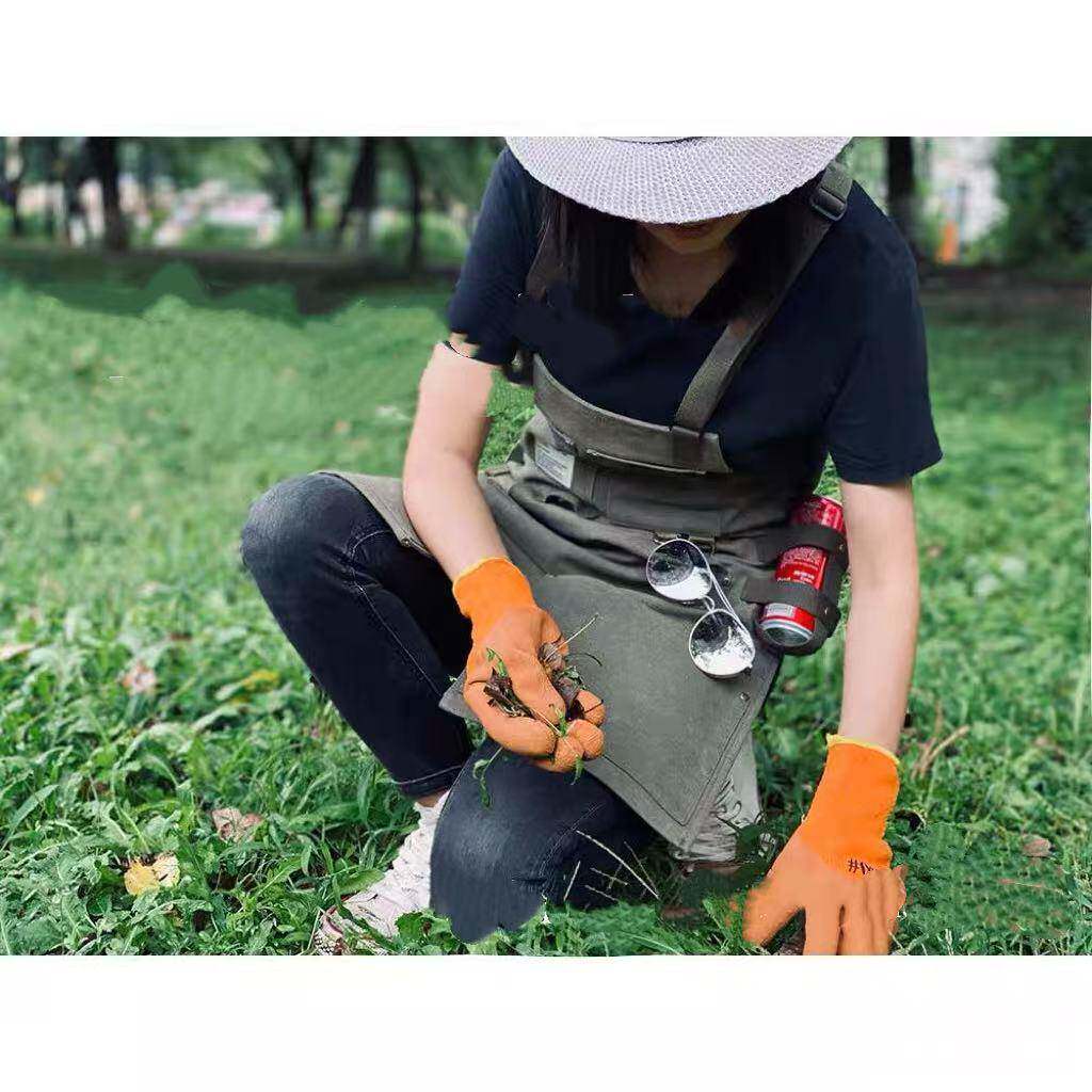工帆布围裙日式耐磨厚开JII-0025叉男女作园艺师户外服劳作定制印