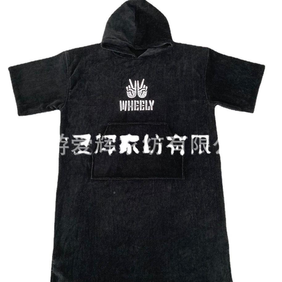 工厂现货全巾黑色毛巾披布冲浪棉风全01棉毛布披风浴袍斗篷