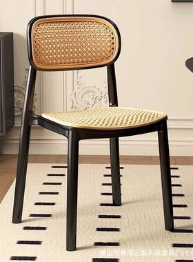 202用5新餐款椅靠背塑料藤编椅子家用休闲椅备ZOP凳子可叠放凳板
