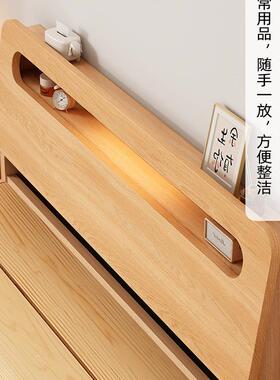 实木1米VUD8双人床主卧家床用1.5出米租房储物落榻榻米1.2地单人