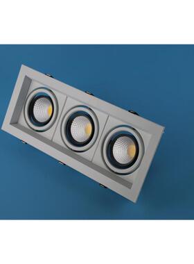 MR16三头简易装豆胆灯3W5WCOB斗胆灯LED格栅射灯商铺酒店照明