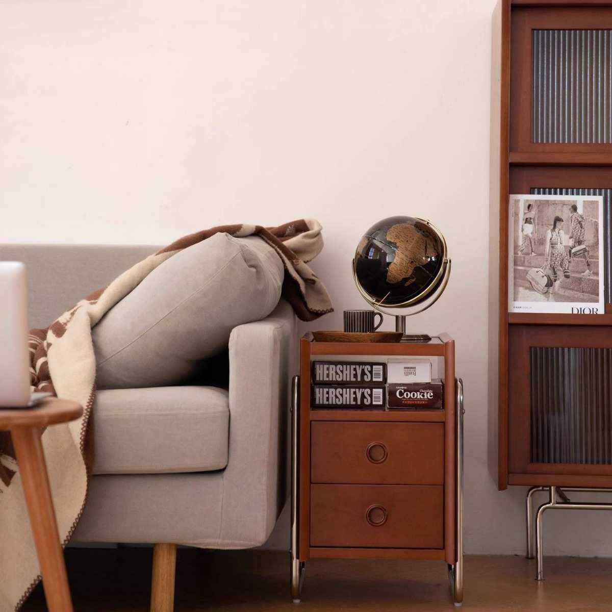 北欧实木中古沙发边柜家用客厅日式置物柜卧室复古床头柜收纳柜,3C数码配件,摄像机配件,淘宝优惠券,粉丝福利购,淘宝优惠卷