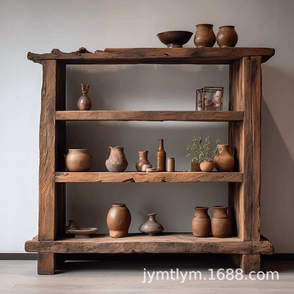 老榆木两层博古架客厅落地式书架复古实木茶具茶杯收纳架榆木家具,3C数码配件,摄像机配件,淘宝优惠券,粉丝福利购,淘宝优惠卷