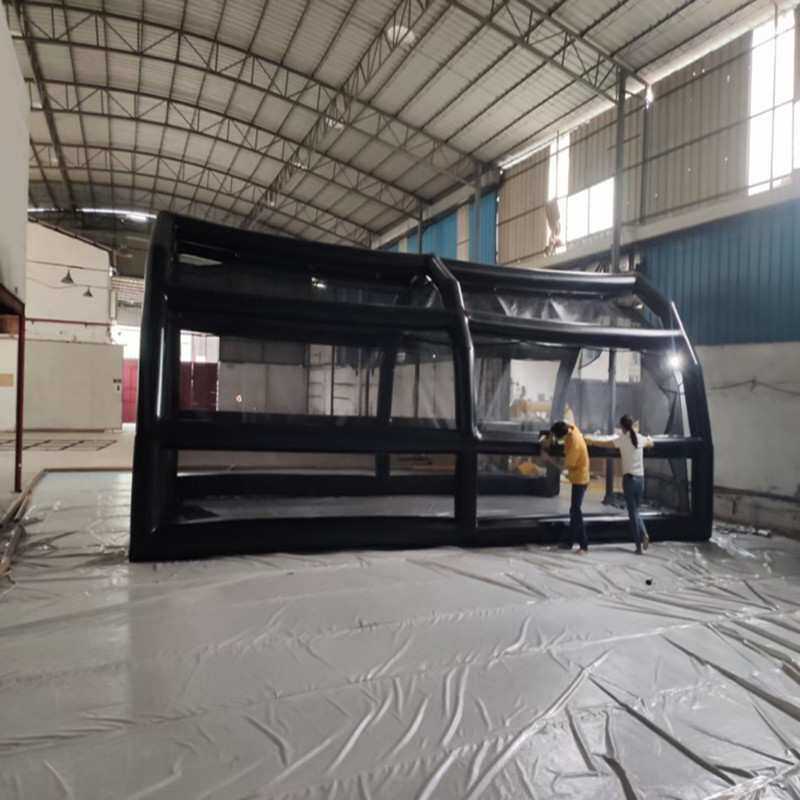黑色户外商用室外悬式玻璃伸缩式大型雨棚简易帐篷工厂仓太空舱
