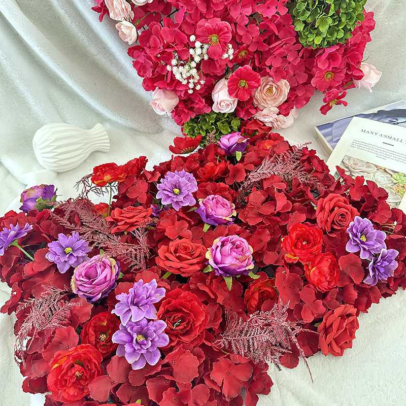 玫红色系花墙婚礼婚庆场景装饰布置背景墙仿真花插花摄影棚布景