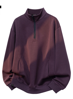 it :5cm/FIVECM紫色半拉链立领重磅卫衣男士2025秋冬宽松百搭上衣