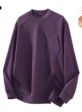 it :5cm/FIVECM紫色圆领解构设计加绒卫衣男士2026秋冬打底衫上衣