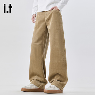 it：fivecm春秋季灯芯绒休闲裤男美式潮牌复古宽松直筒拖地长裤子