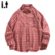 5cm 新款 FIVECM红色格子衬衫 男士 春秋季 美式 高街休闲翻领衬衣