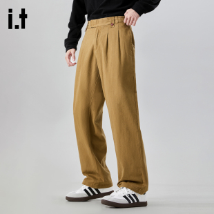 宽松直筒阔腿双褶西裤 it：fivecm美式 春秋季 男款 复古廓尔格休闲裤