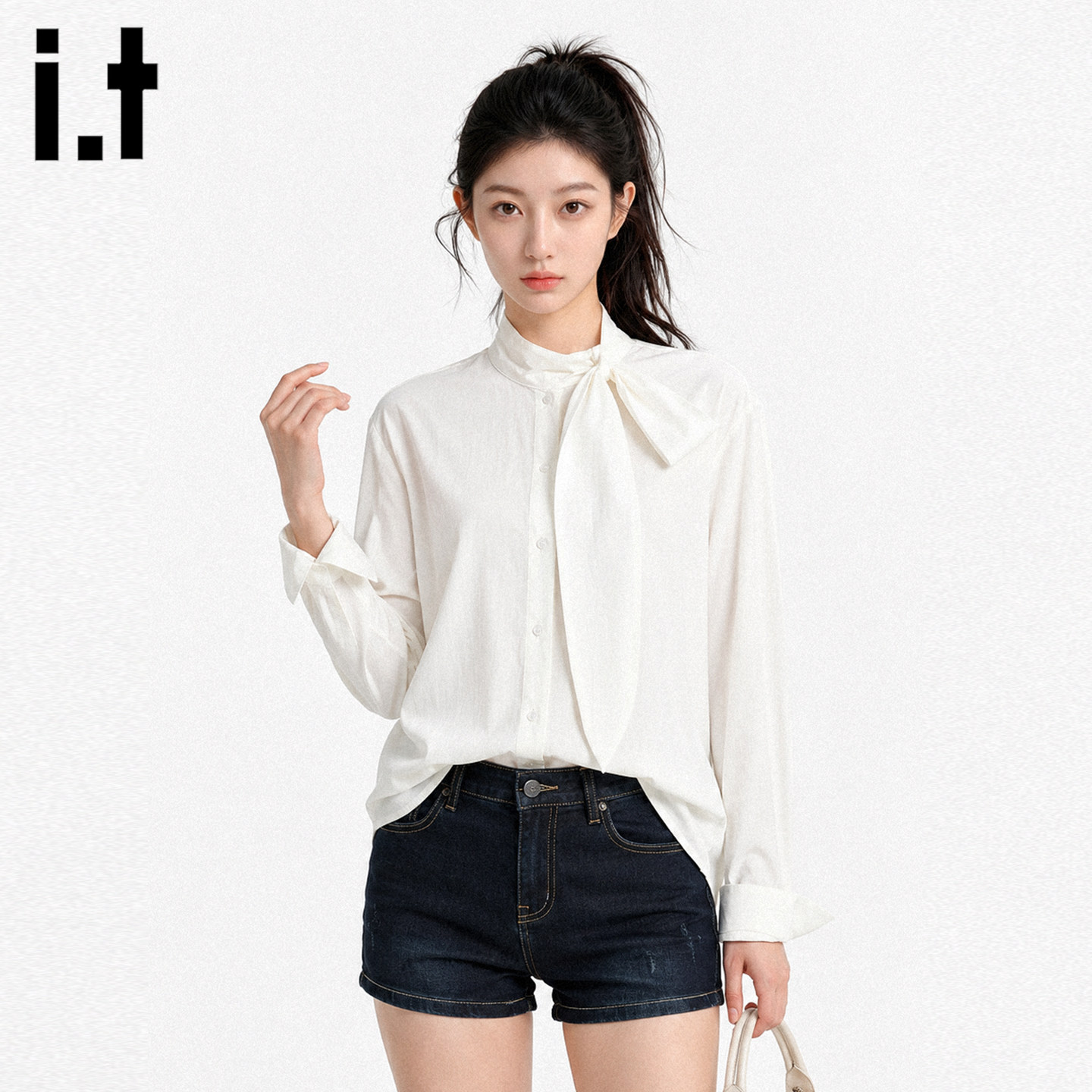 it法式白色长袖衬衫显瘦秋季女