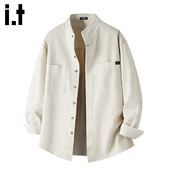 男士 春季 内搭长袖 it：fivecm日系衬衫 衬衣男款 宽松纯棉纯色上衣潮