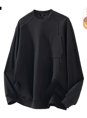 it :5cm/FIVECM黑色解构设计加绒卫衣男士2026秋冬打底衫保暖上衣