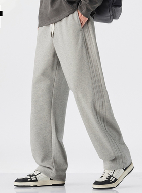 it：fivecm卫裤男士春秋季潮牌条纹高级感复古宽松抽绳运动休闲裤