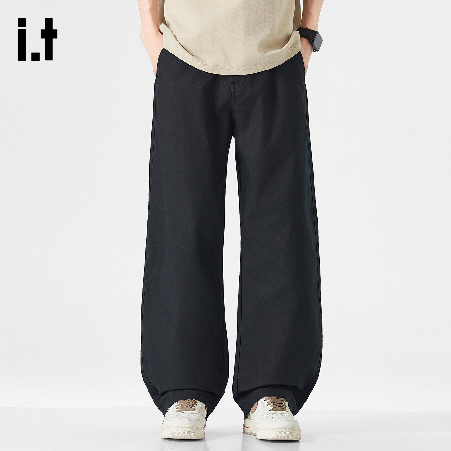 it：fivecm纯色休闲裤子男士2026春季新款潮流百搭透气直筒长裤男,男装,休闲裤,淘宝优惠券,粉丝福利购,淘宝优惠卷