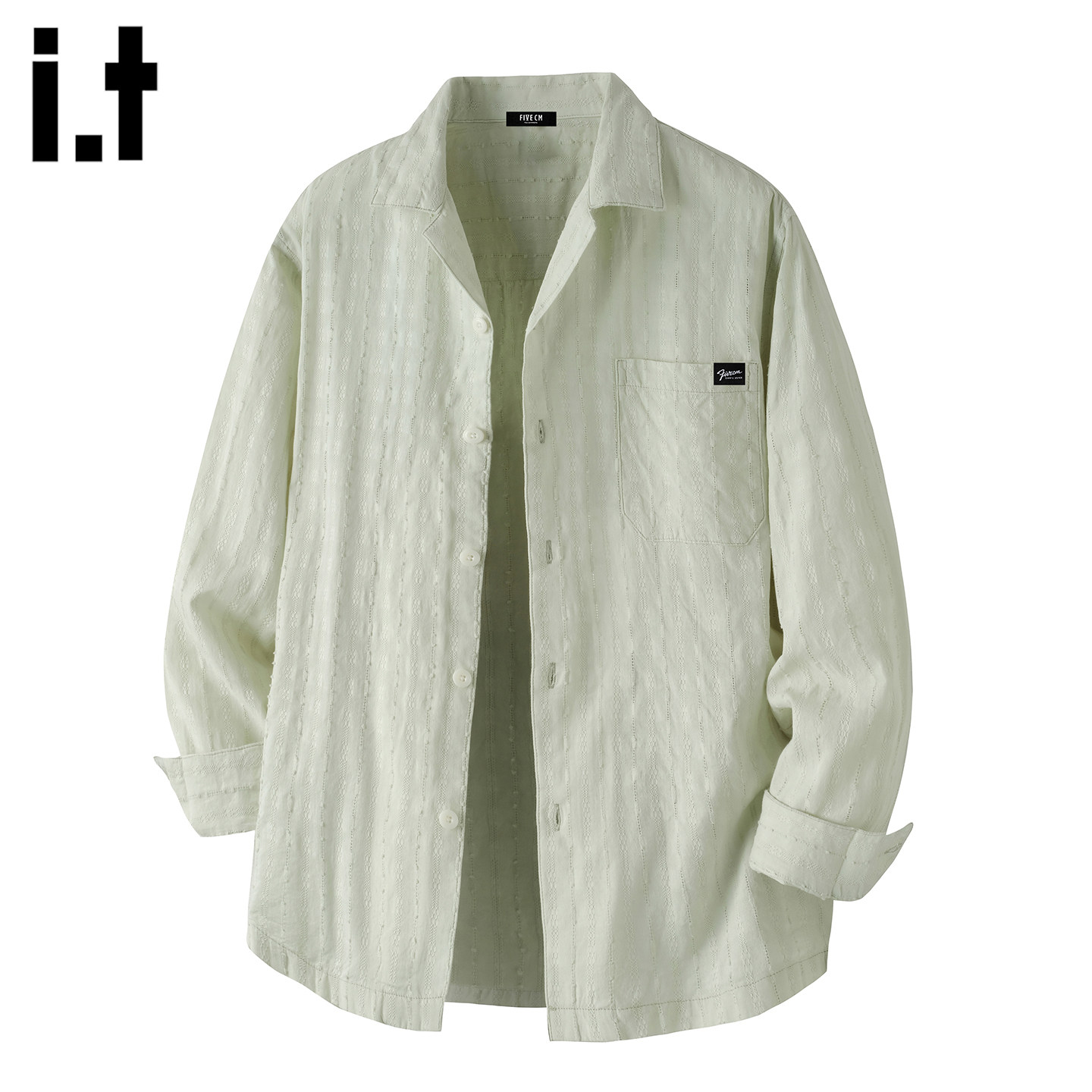 it：fivecm轻奢风古巴领竖条纹长袖衬衫男士春季美式简约纯棉衬衣,男装,衬衫,淘宝优惠券,粉丝福利购,淘宝优惠卷