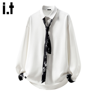 衬衫 it：fivecm港风ins开衫 印花复古百搭通勤长袖 新款 衬衣男春季
