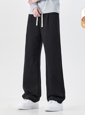 it：fivecm裤子男款秋冬季黑色加绒直筒裤男士加厚休闲运动裤卫裤