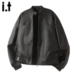 2026春季 FIVECM黑色pu皮衣夹克外套男士 机车服高级感上衣 5cm