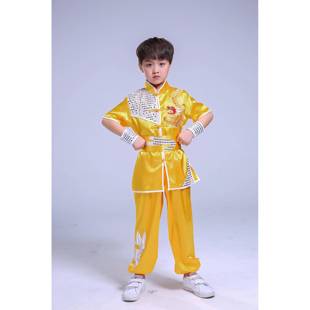 正品童武术服儿演出功服装国夫长短袖太极练功服男女童刺中绣表演