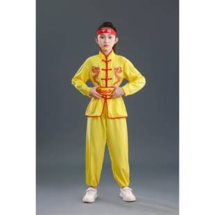 正品六生儿童武术服舞龙舞狮演出一服装腰鼓衣打鼓服武馆学训练刺